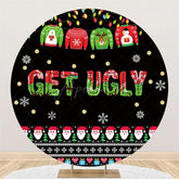 Lofaris Get Ugly Sweater Theme Happy Birthday Circle Backdrop